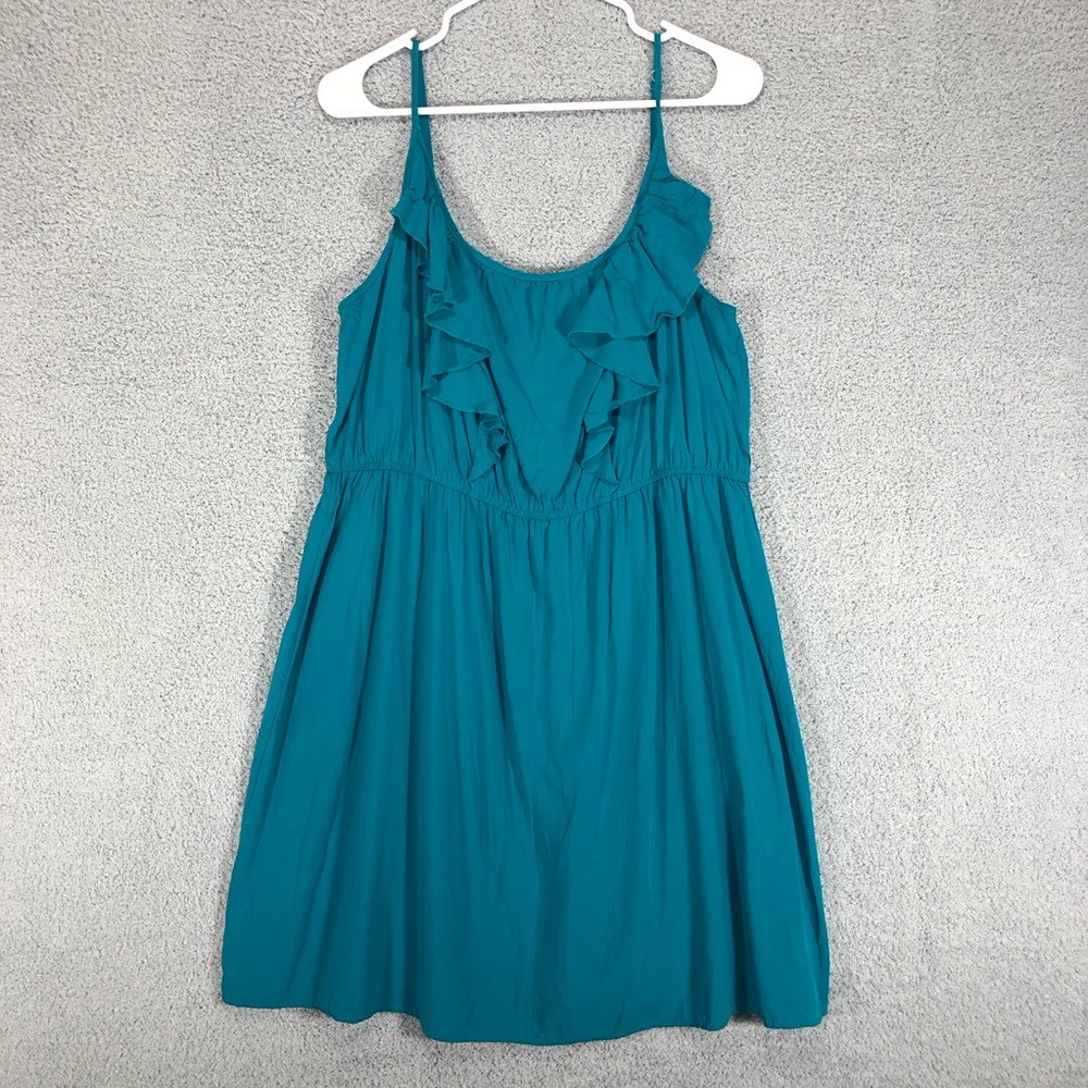 Old Navy Turquoise Sleeveless Dress Size XL Ruffle Details Flowy Lightweight